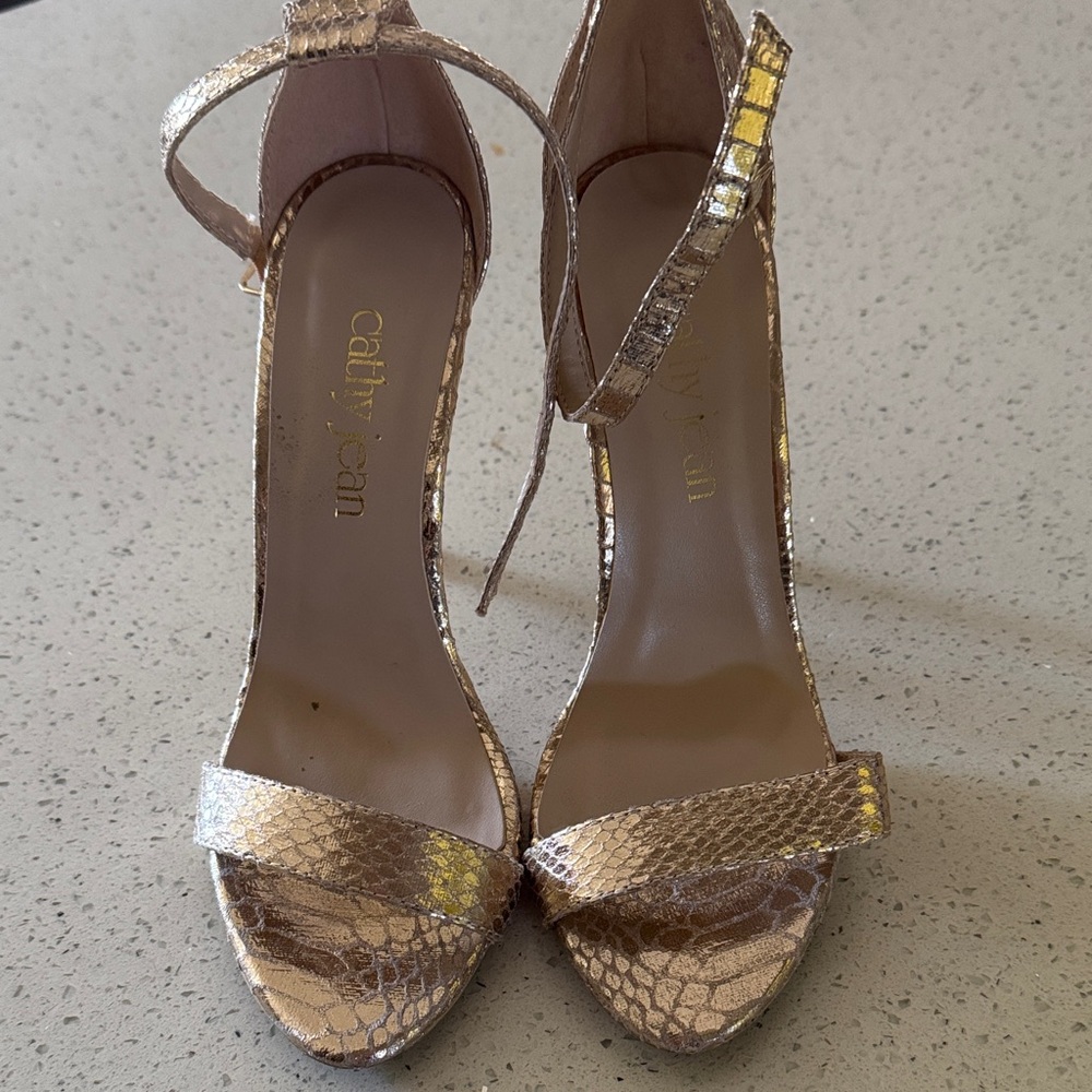 Cathy Jean Shimmering Gold Heels